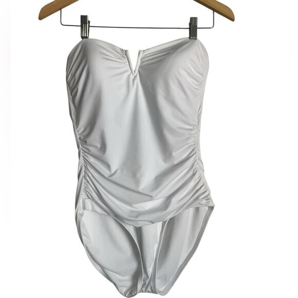 NWT Tommy Bahama White Pear Shirred Bandeau Bathing Suit - Picture 4 of 8